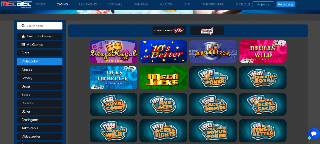 MetBet Video Poker