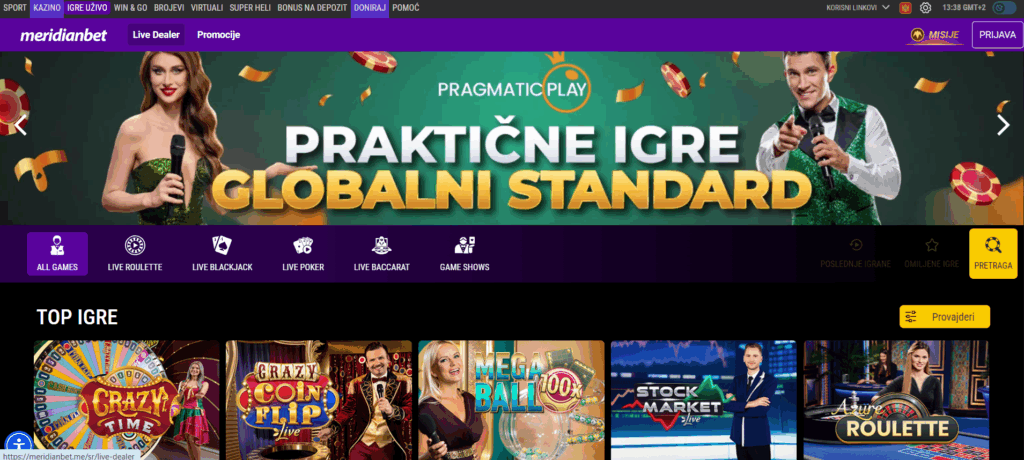Meridianbet.me Live Casino Section